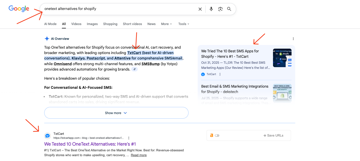 "OneText alternatives" SERP