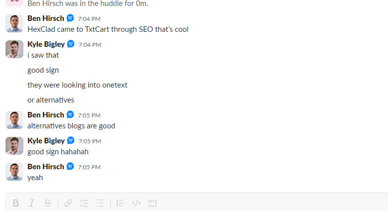 Slack conversation about HexClad