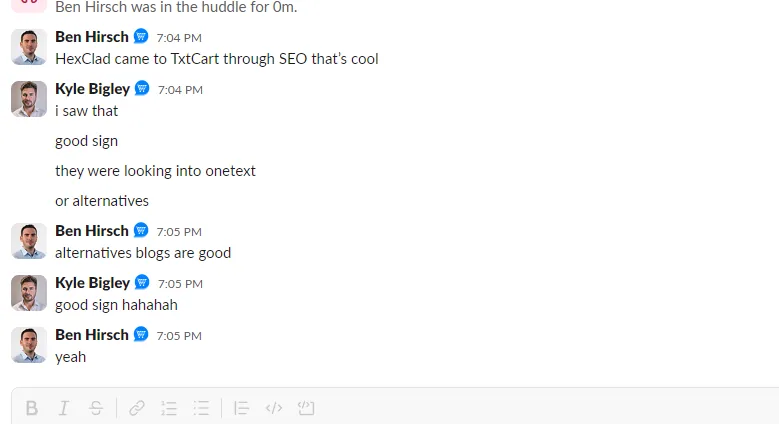 Slack conversation about HexClad